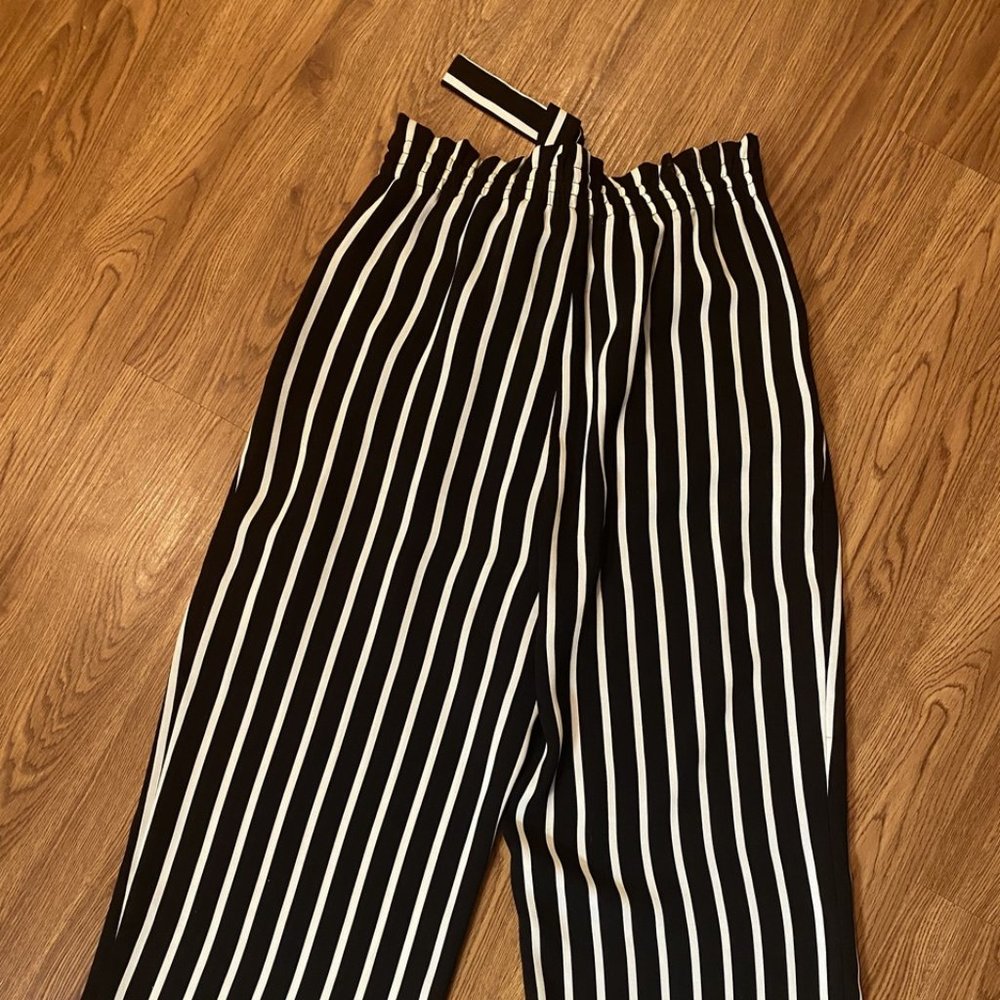 Zara Basics Striped Crop Pant sz US Small - Picture 3 of 6
